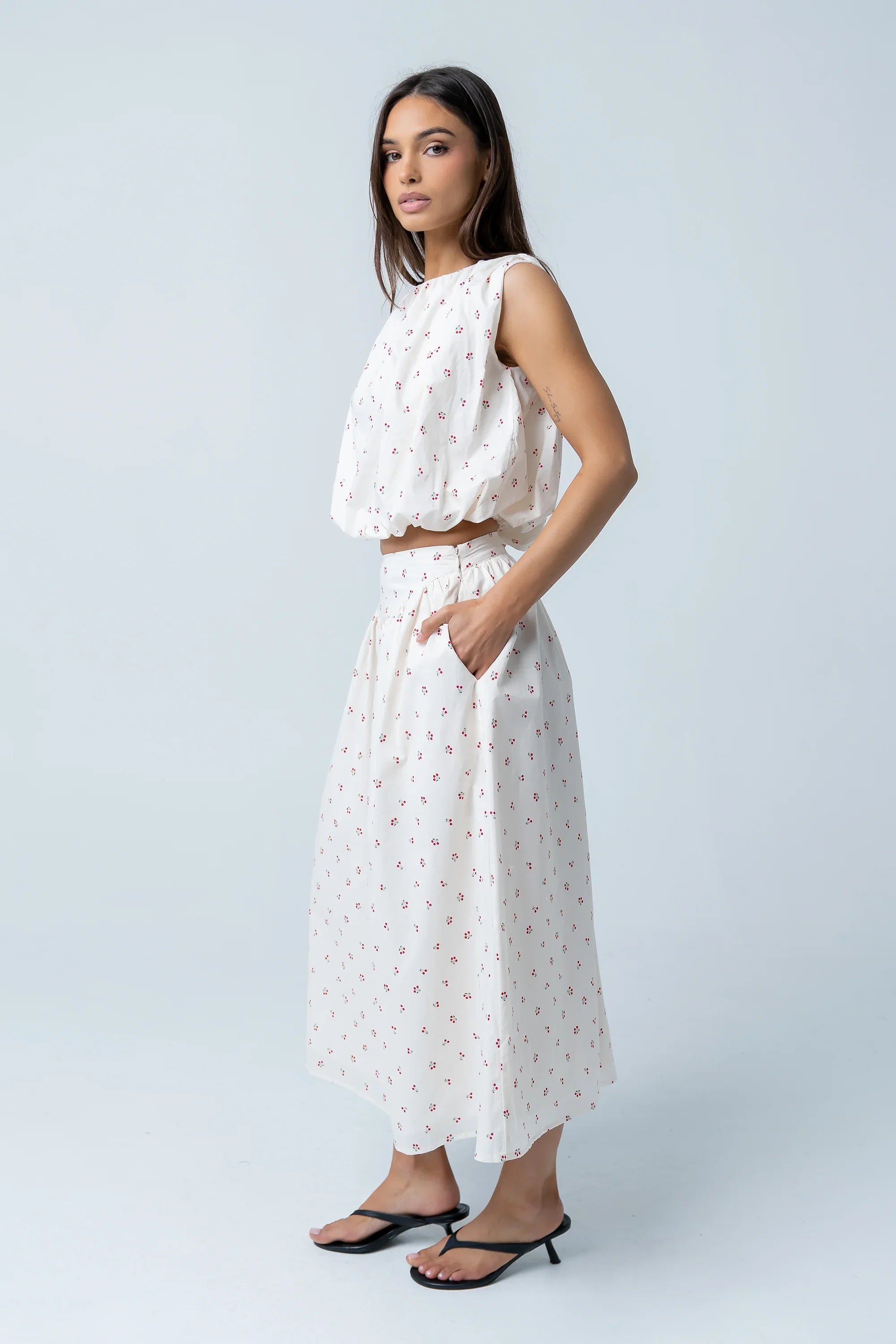 Tyla Cherry Midi Skirt