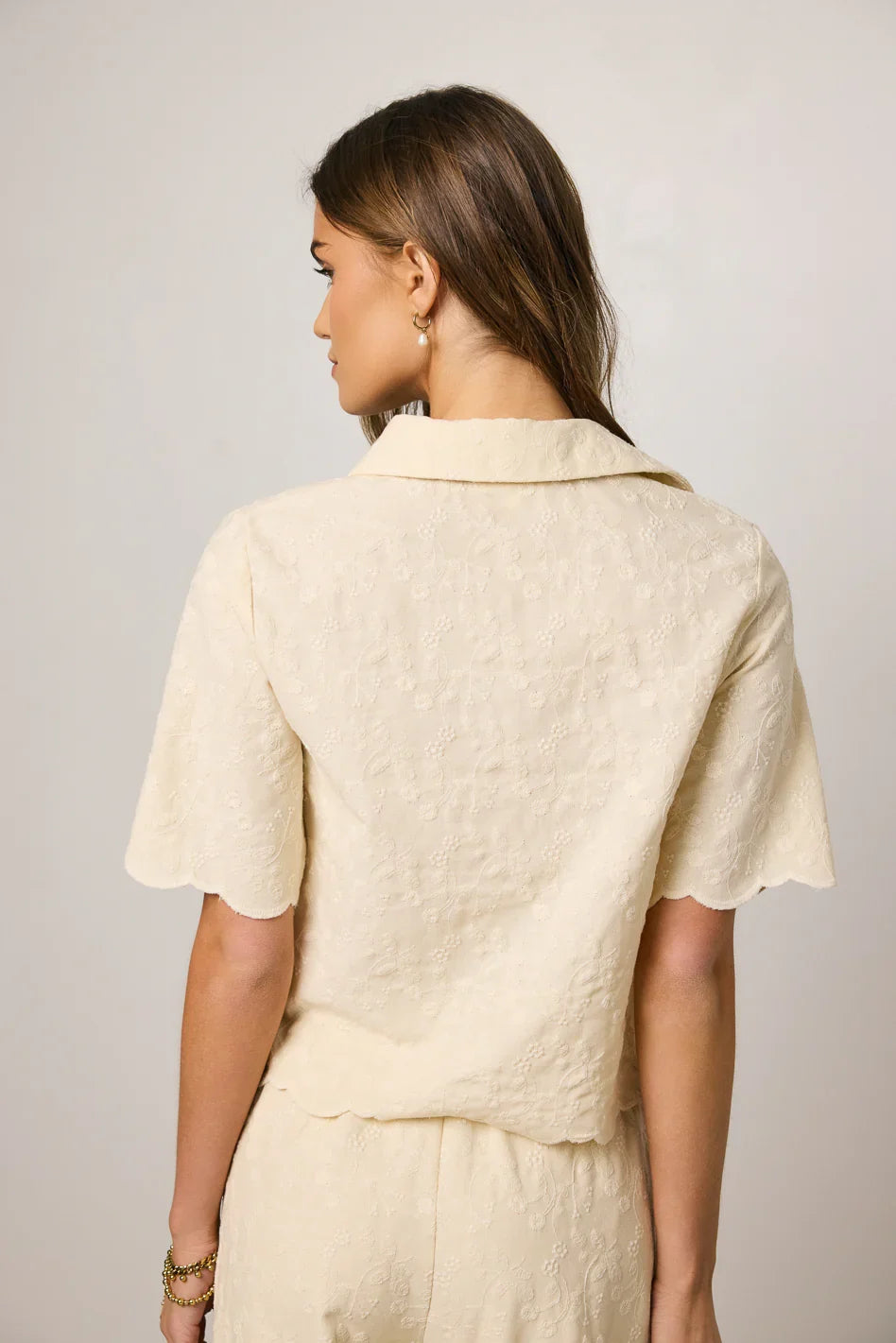 Perrie Floral Button Up in Cream FINAL SALE