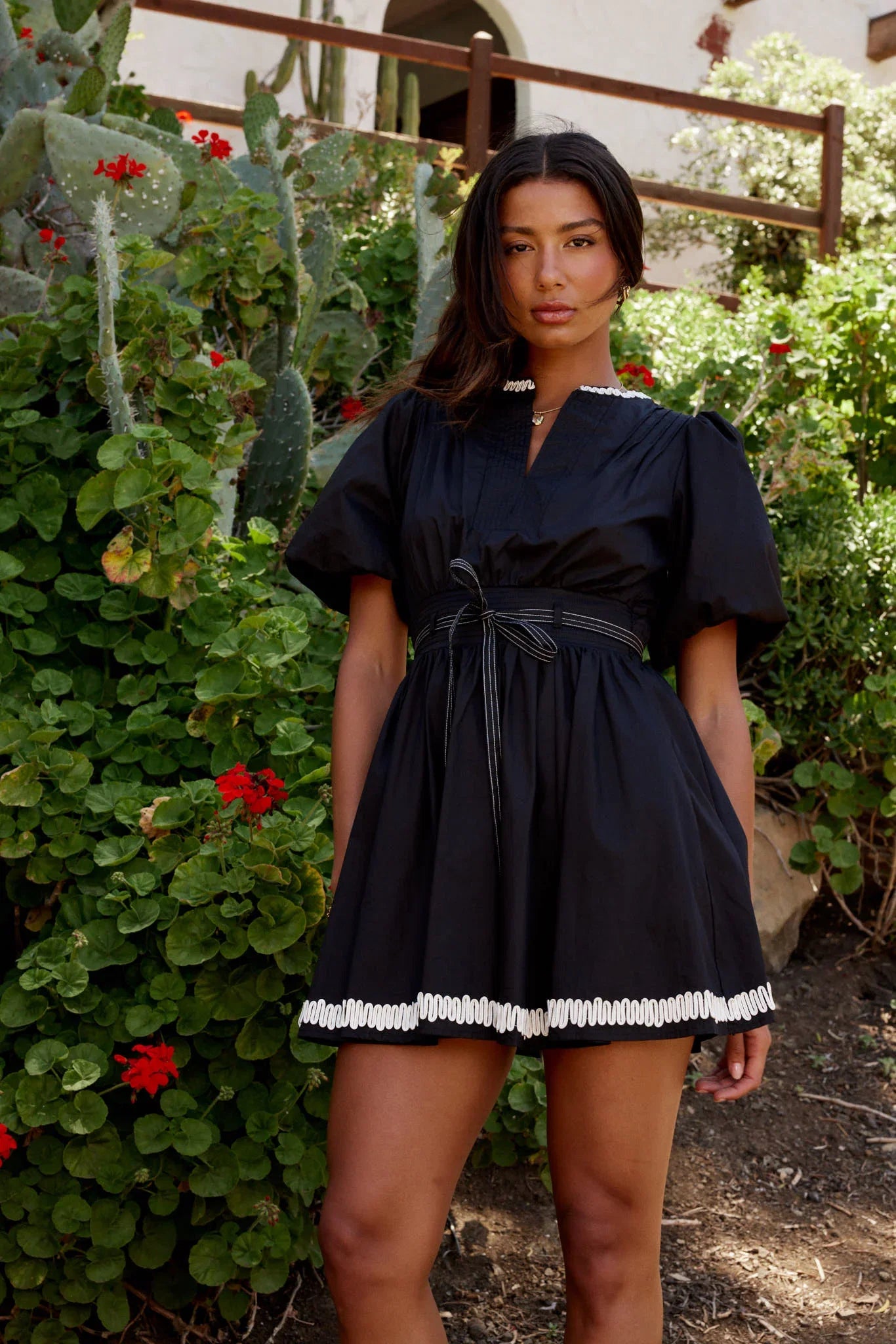 Odette Ric Rac Mini Dress in Black FINAL SALE
