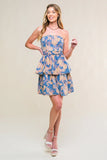 SUMMER MOMENTS STRAPLESS FLORAL DENIM MINI DRESS FINAL SALE
