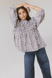 Taya Ditsy Floral Blouse in Blue FINAL SALE