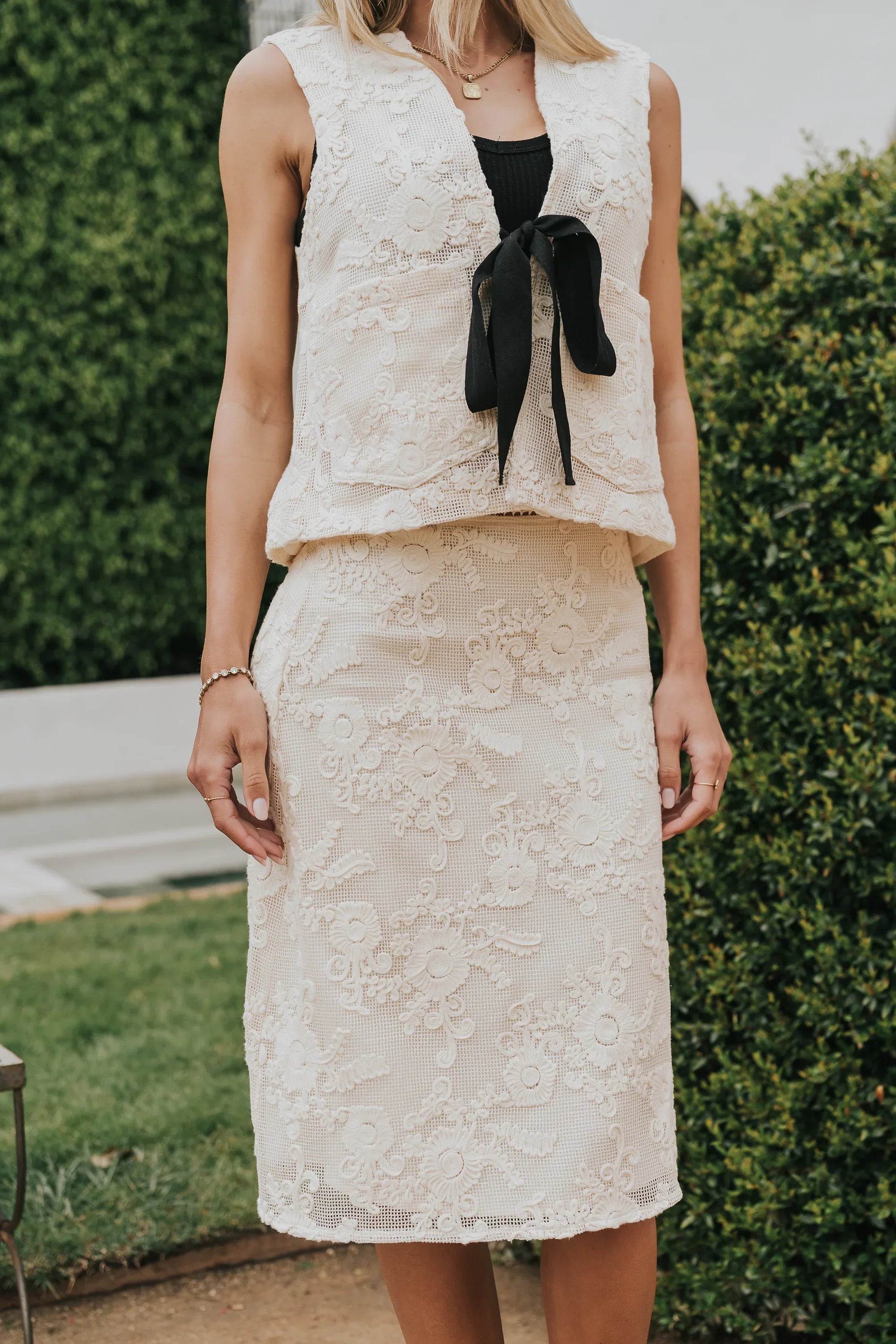 Justin Crochet Midi Skirt