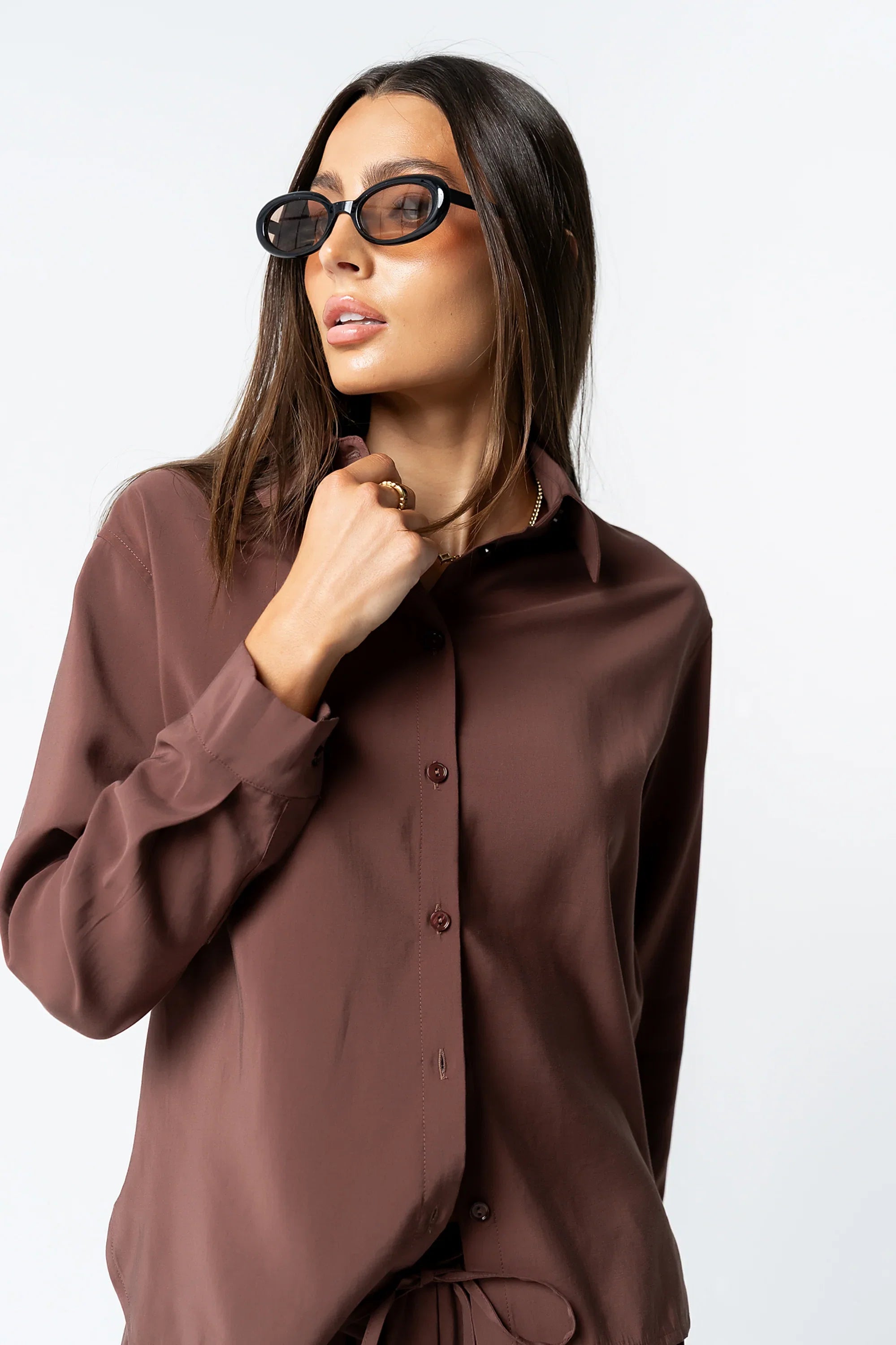 Tacie Button Up in Brown