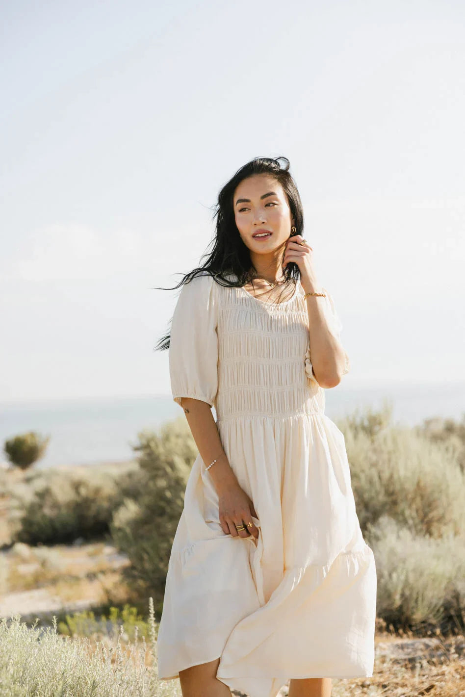 Olivia Faux Smocked Midi Dress FINAL SALE