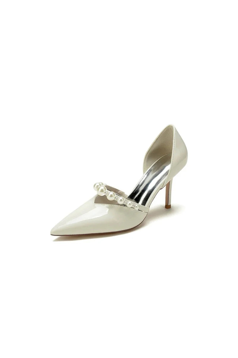 Black Elegant High Heels with Pearl Embellishment
