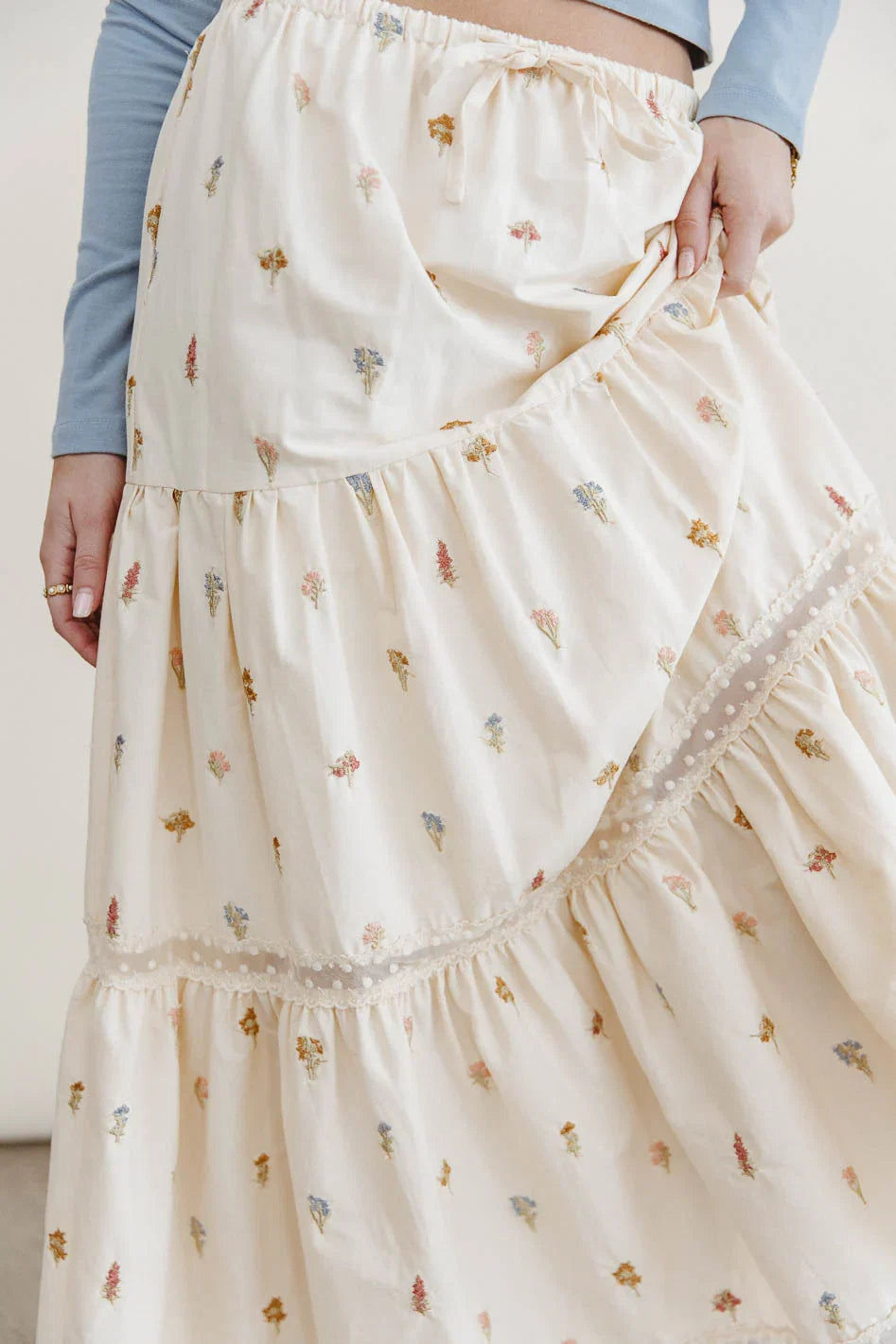 Sicilie Embroidered Floral Skirt FINAL SALE