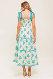 BEAUTY IN BLOOM BLUE TIE STRAP MIDI DRESS