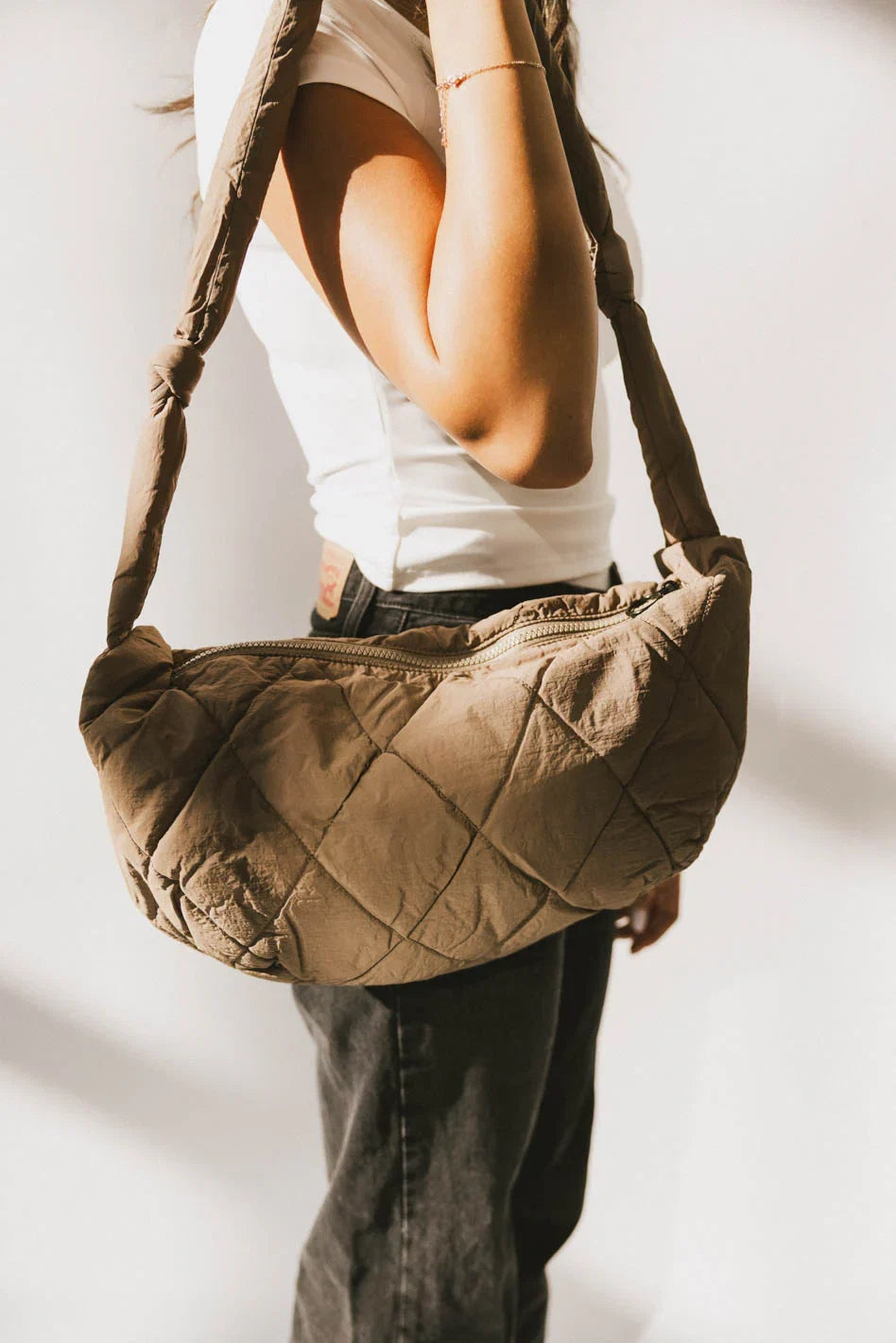 Whimsy Quilted Bag in Taupe