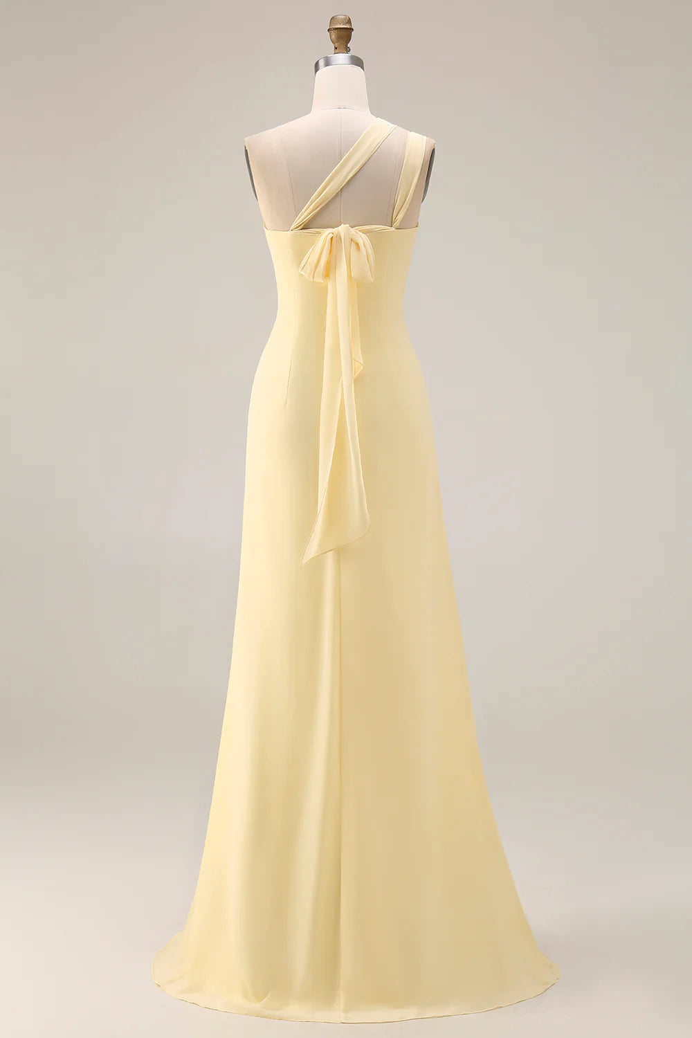 Lemon Sorbet A Line Chiffon Convertible Long Bridesmaid Dress with Slit