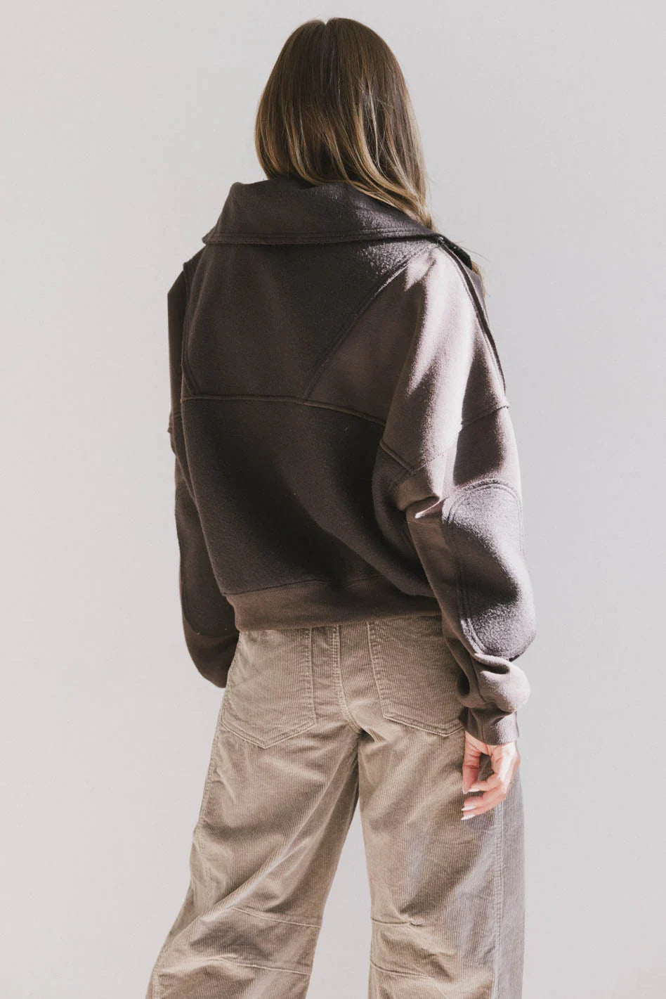 Mickey Half Zip Sweatshirt in Charcoal FINAL SALE