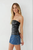 Indah Faux Leather Tube Top