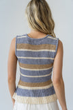 Tessa Striped Top in Dusty Blue