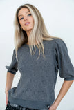 Marrel Textured Top in Charcoal FINAL SALE