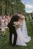 Attractive A Line Off the Shoulder Tulle Wedding Dresses