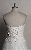 Sweetheart Tulle Lace Satin Wedding Dress With Beading