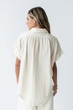 Belen Striped Button Up in Taupe