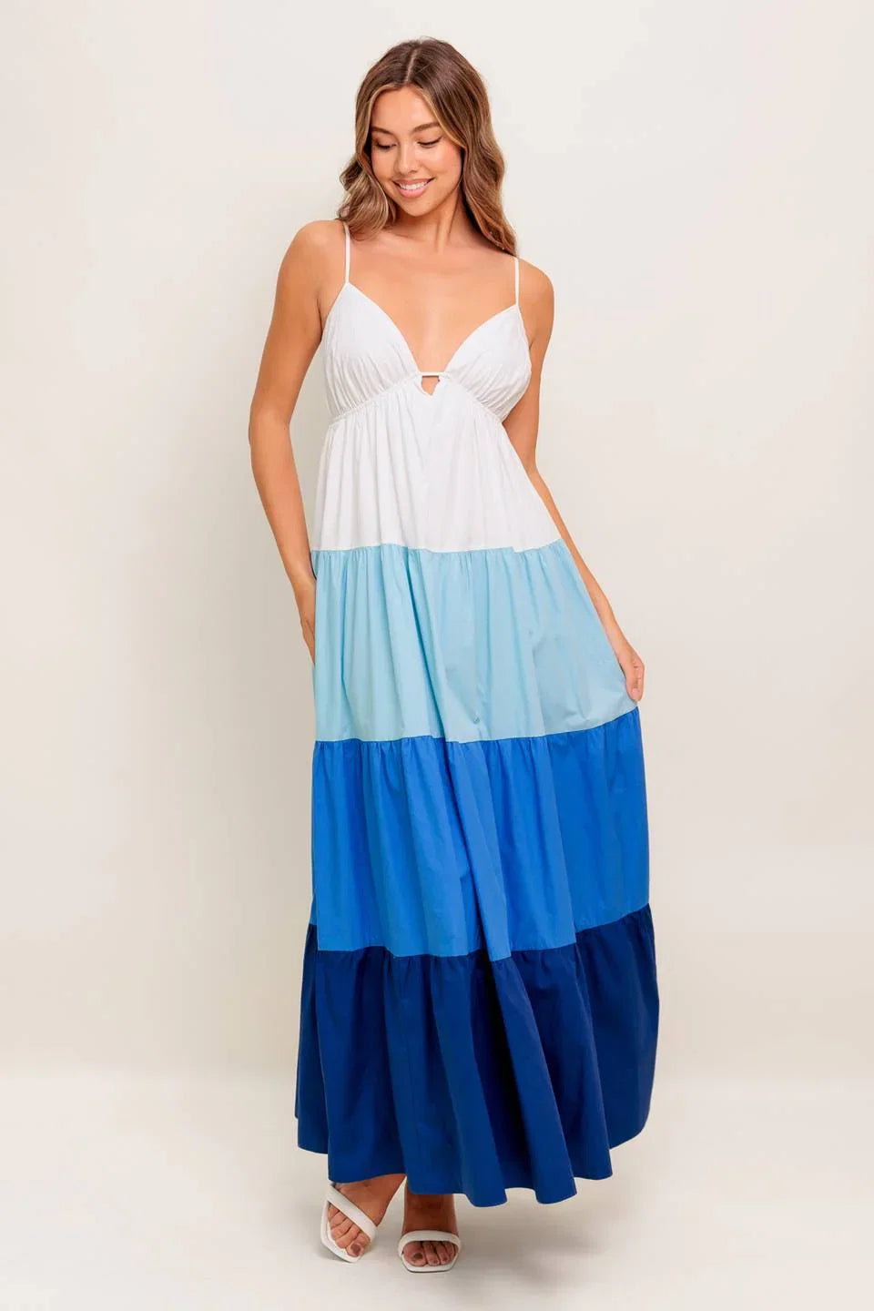 CRUISE MODE MIDI DRESS BLUE COLOR BLOCK