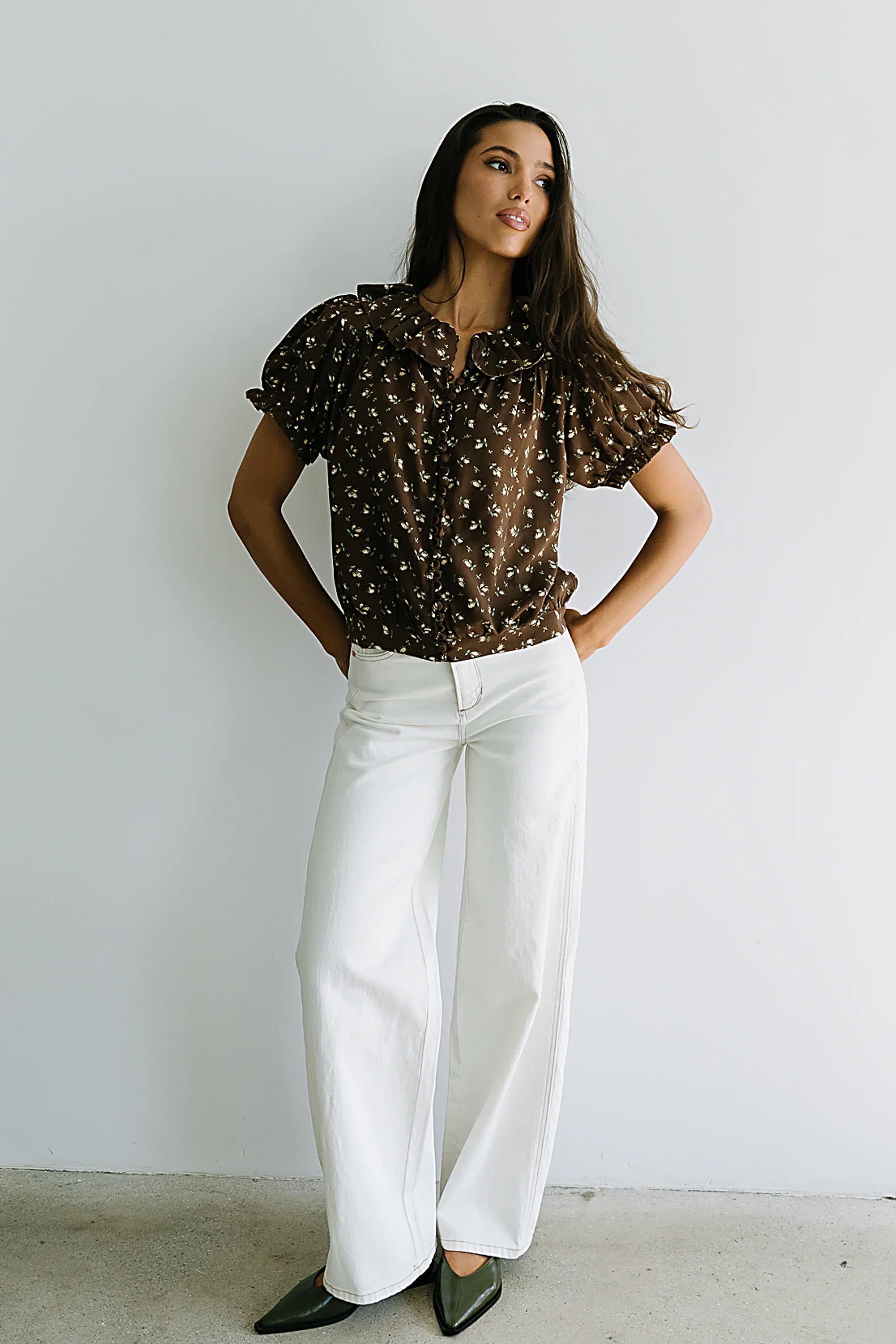 Bennie Collared Blouse in Brown