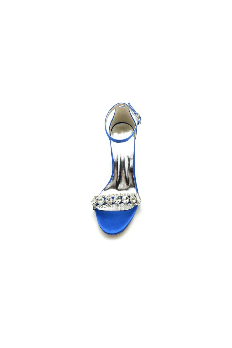 Crystal Embellished Open Toe Ankle Strap Pumps