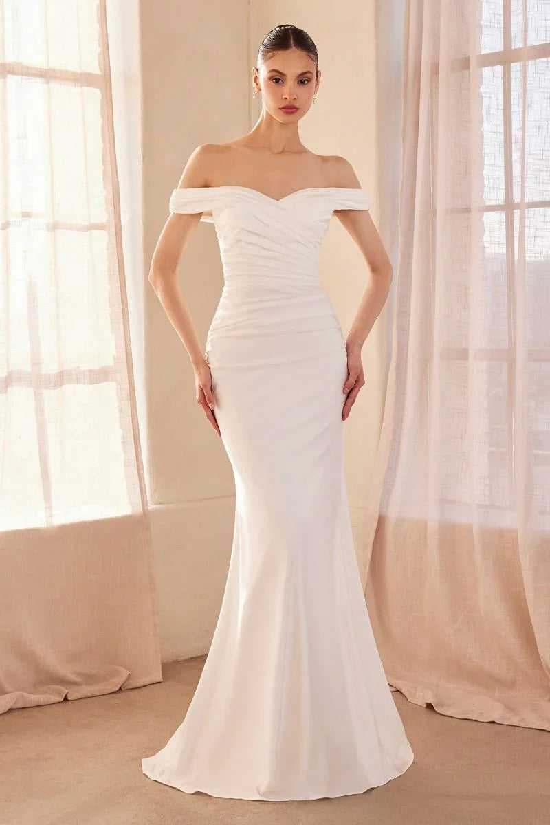 Tinsley Gown Stretch Off The Shoulder Dress Off White