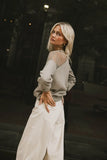 Sandry Tulle Crewneck in Olive FINAL SALE