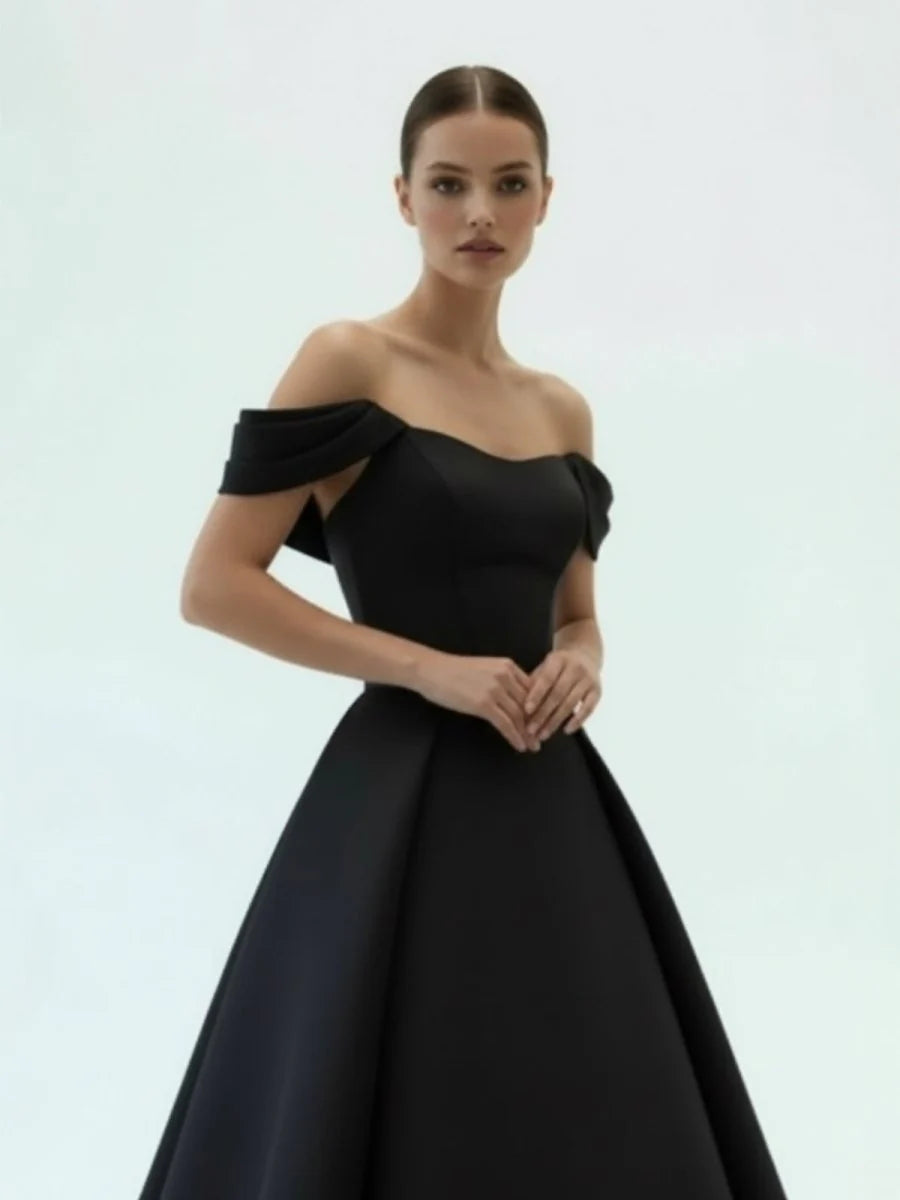 Elegant A Line Off the Shoulder White Satin Wedding Dresses