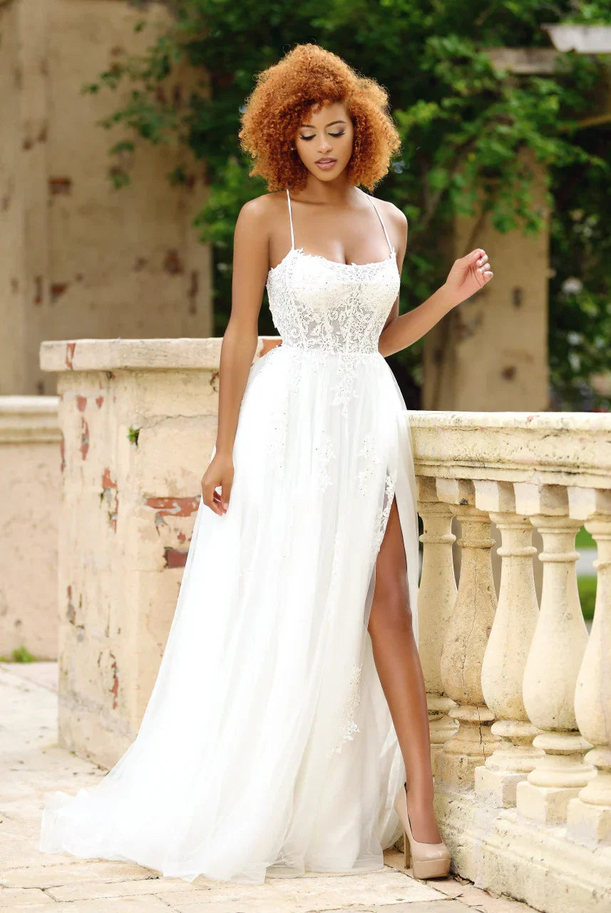 Alisha Gown Ivory Tulle A line Dress With Open Back
