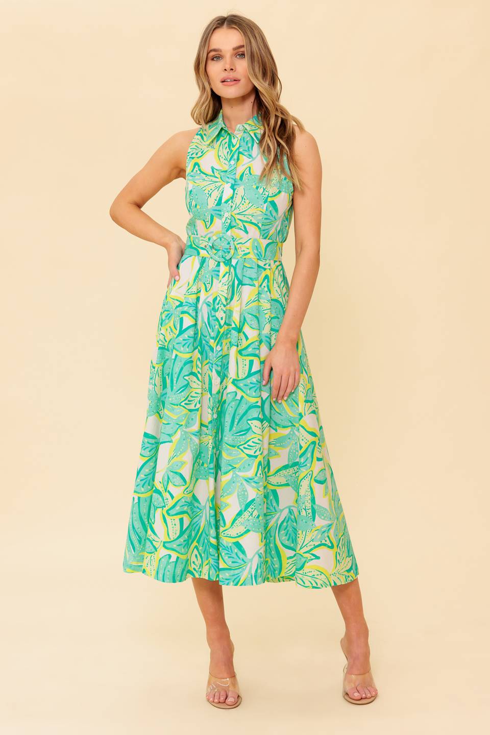 DAYS WITH YOU MIDI SHIRT DRESS GREEN
