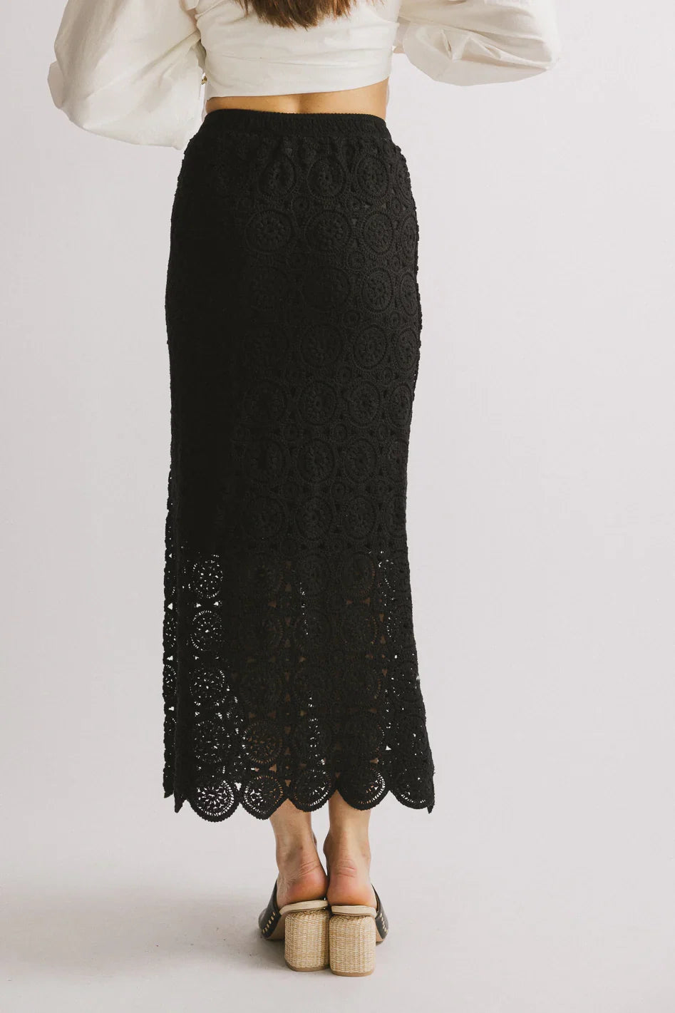 Nanet Crocheted Maxi Skirt in Black FINAL SALE