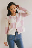 Sia Checkered Cardigan in Pink FINAL SALE