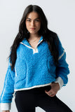Lenny Sherpa Half Zip in Blue