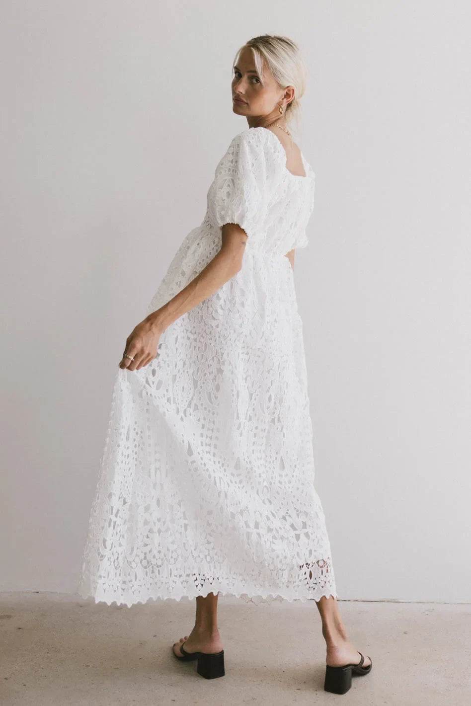 Devon Eyelet Lace Maxi Dress in Ivory FINAL SALE