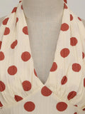 Polka Dots Halter Audrey Hepburn Style 1950S Vintage Dress With Bow Backless