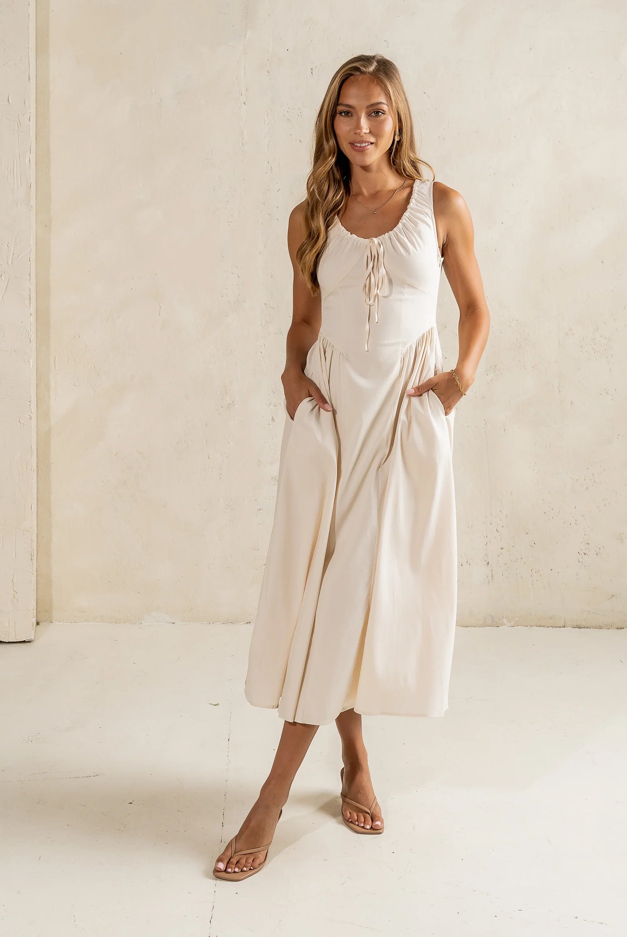 Barrett Midi Dress in Natural FINAL SALE
