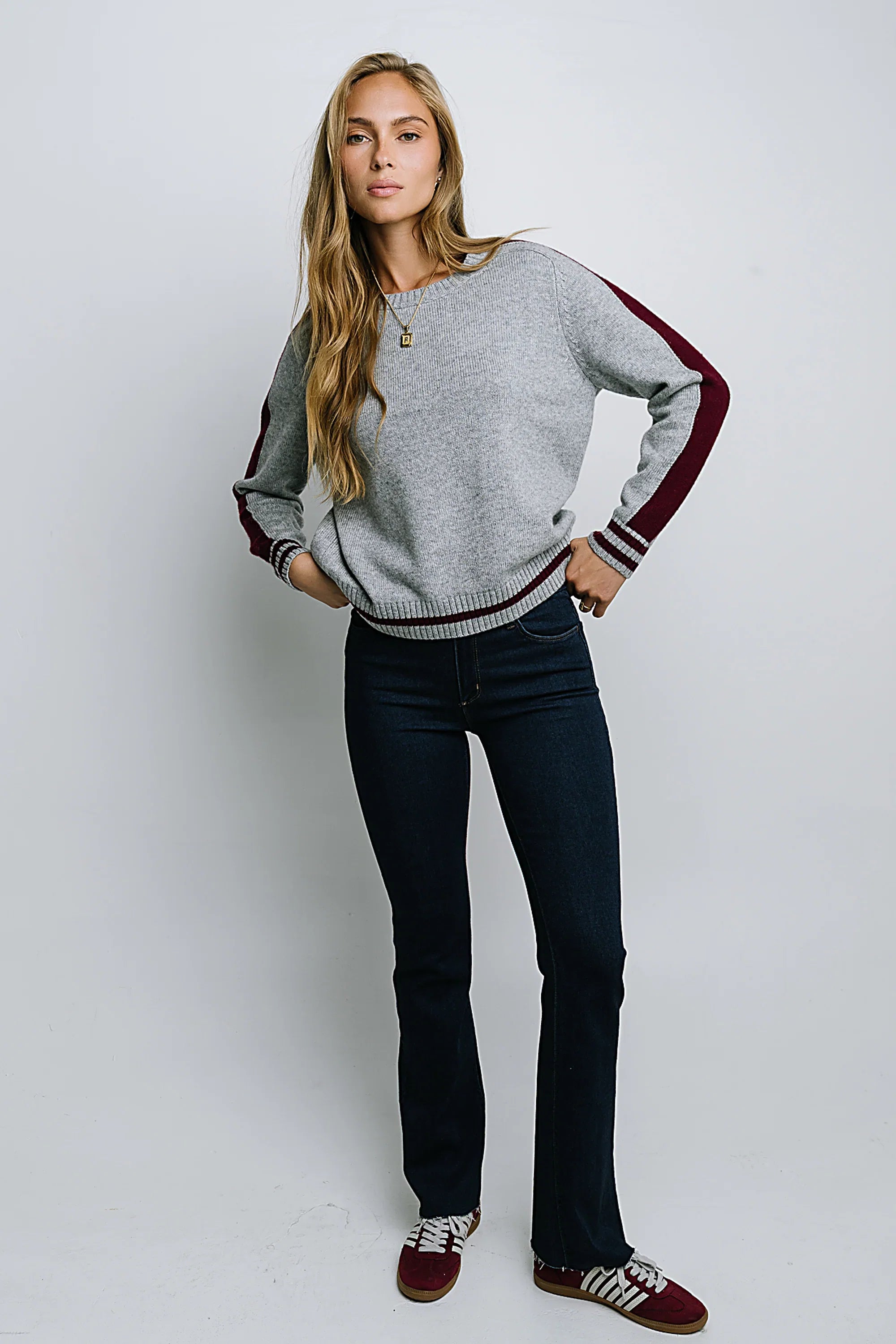 Jayce Striped Sweater in Grey FINAL SALE