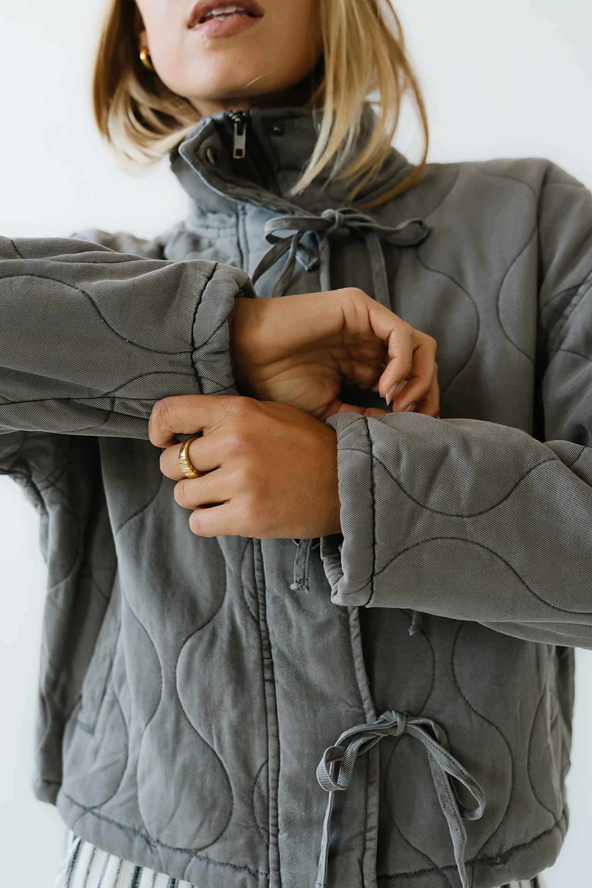 Quinn Quilted Jacket in Charcoal FINAL SALE