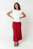 Tory Satin Maxi Skirt in Red Brown