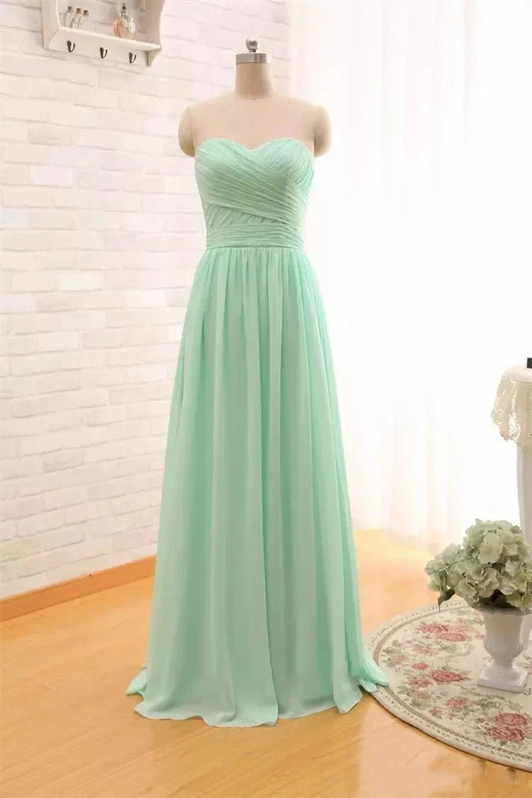A Line Sleeveless Floor length Chiffon Bridesmaid Dress with Criss Cross