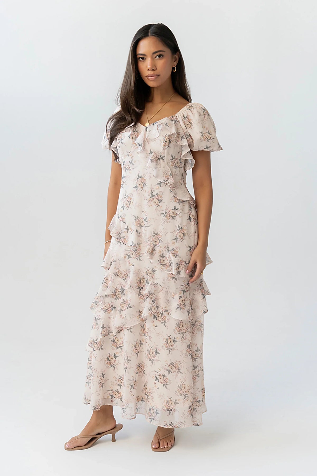 Oakley Ruffle Floral Maxi Dress