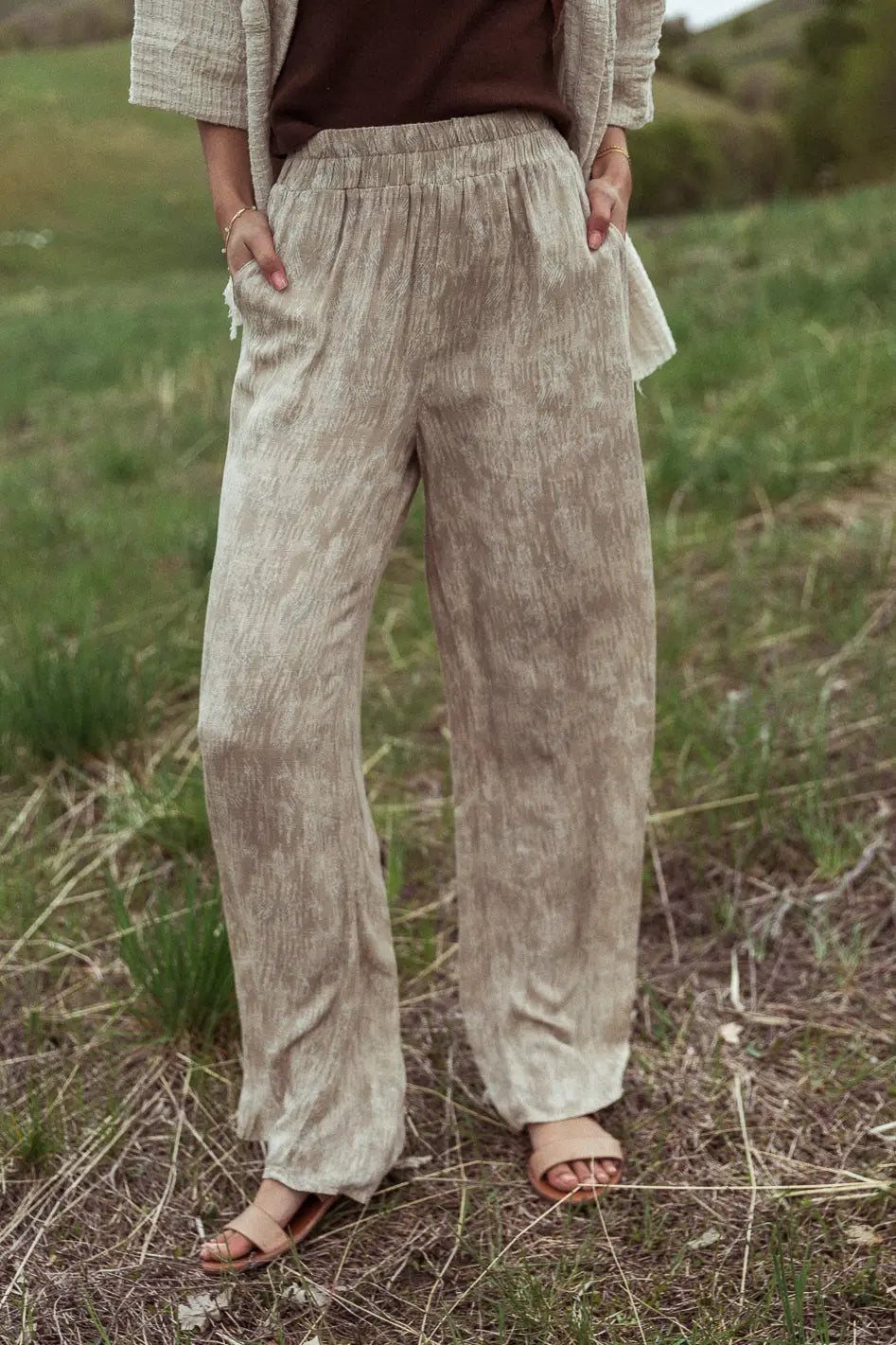 Verity Printed Pants in Natural FINAL SALE