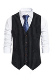 Mens Single Breasted Slim Fit Striped Suit Vest