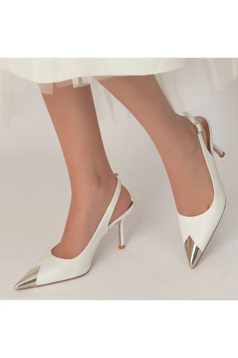 Sequin Slingback Metallic Pointed Toe High Heels