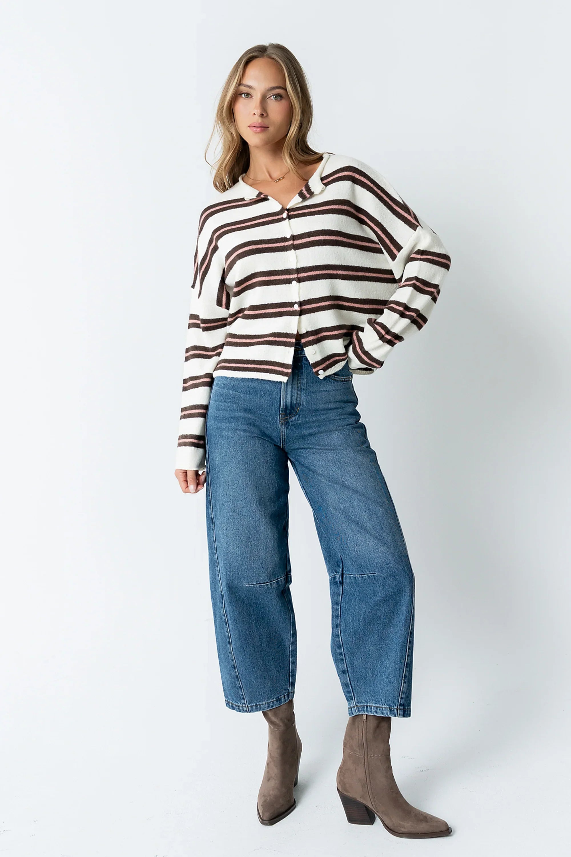 Mariah Striped Cardigan in Ivory FINAL SALE