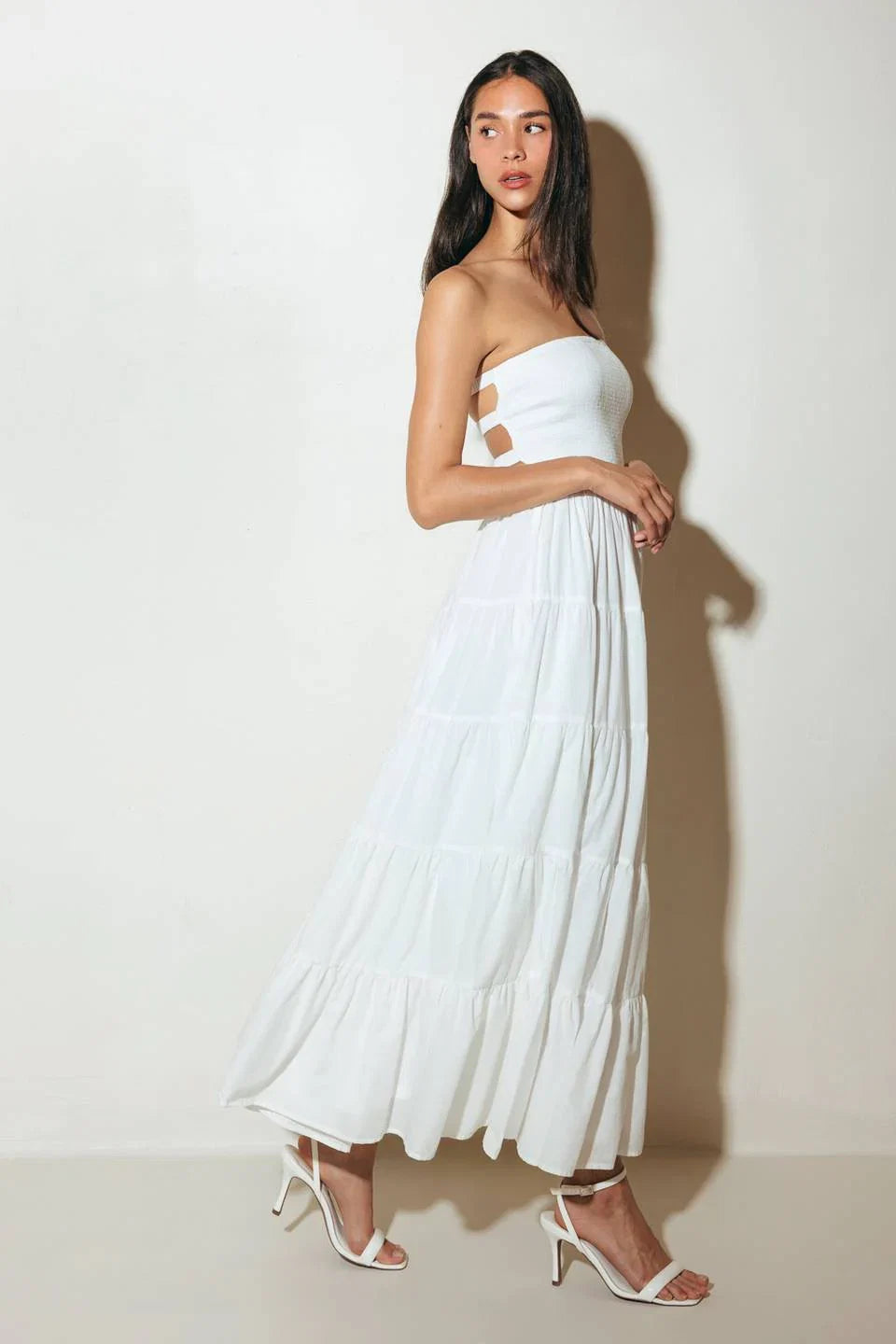 BREEZE OPEN BACK MIDI DRESS WHITE