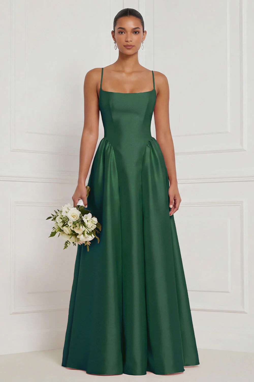 Satin A Line Spaghetti Straps Yellow Bridesmaid Dress