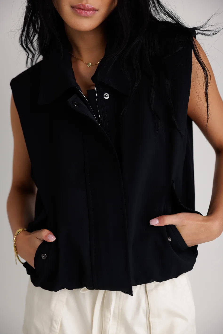 Rory Collared Vest in Black FINAL SALE