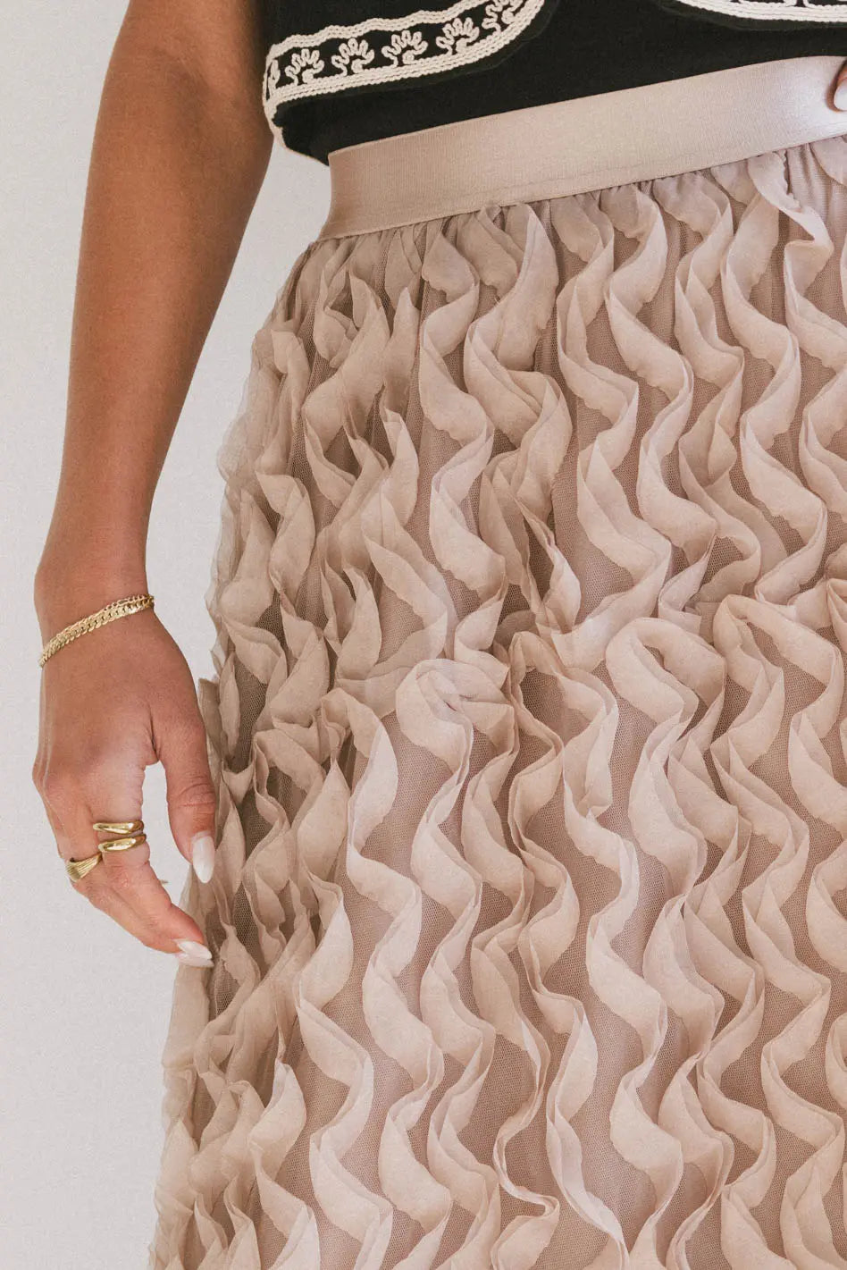 Yani Ruffle Tulle Maxi Skirt in Mauve FINAL SALE
