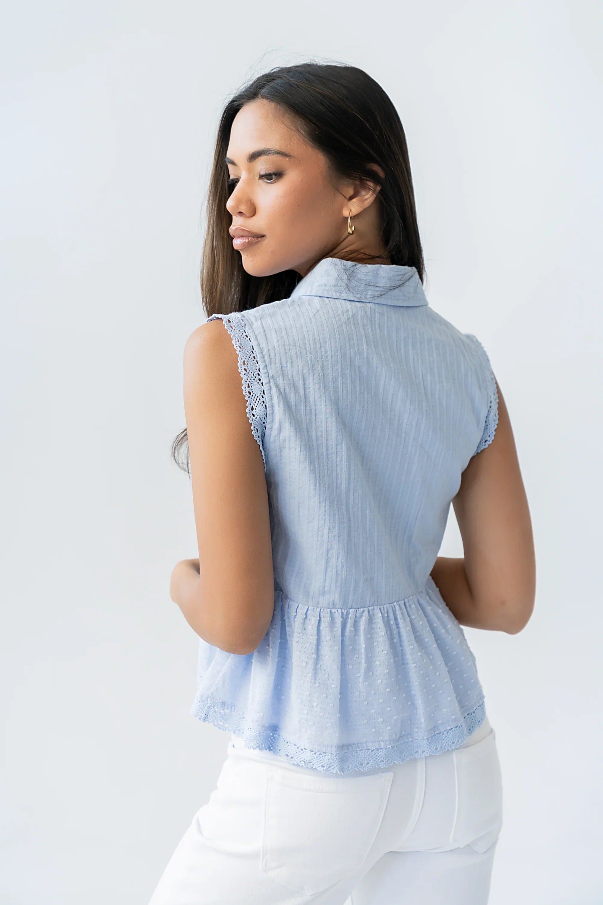 Julian Collared Blouse in Blue