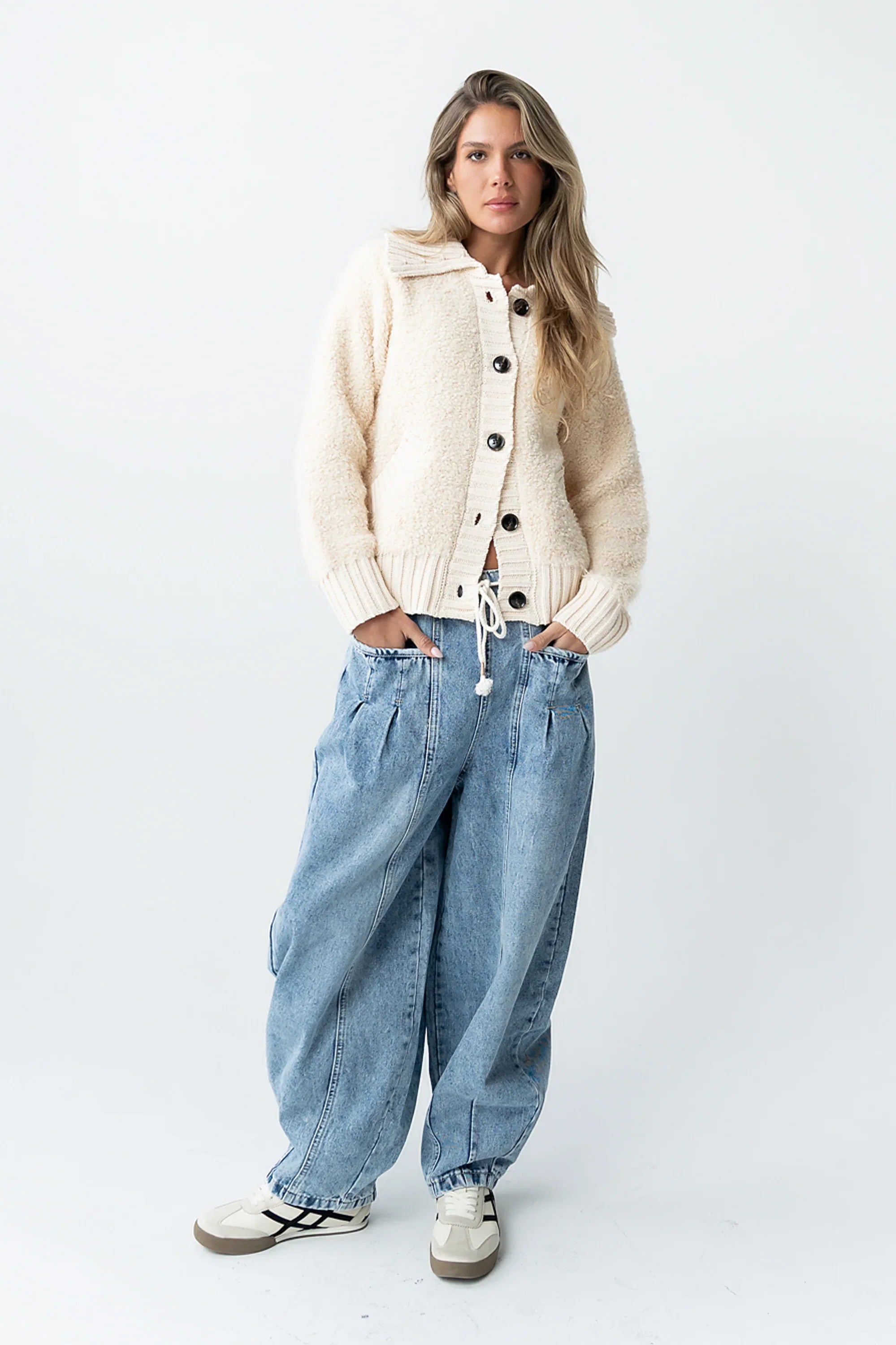 Jonah Collared Cardigan in Cream FINAL SALE