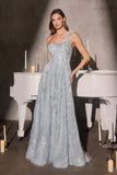 June A line Gown One Shoulder Floral Appliqué Evening Dress